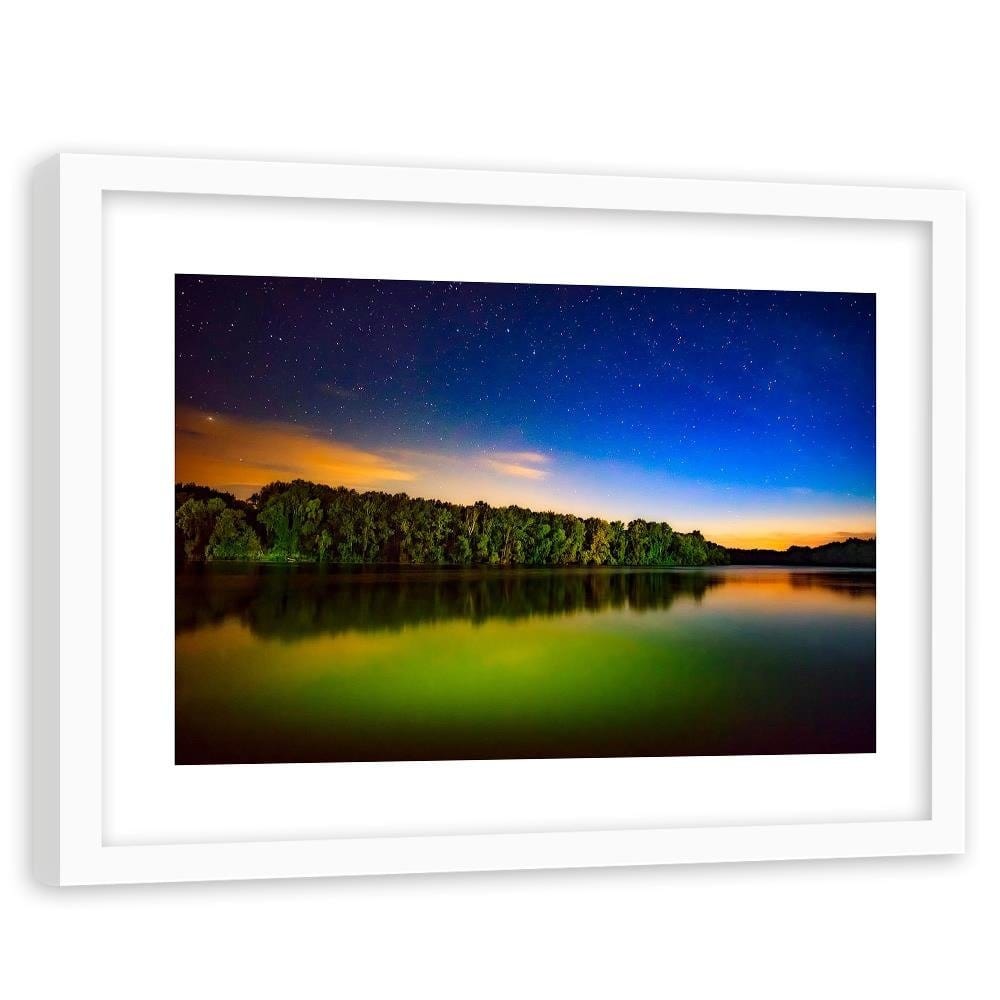 Glezna baltā rāmī - Stars Over The Lake 4 Home Trends DECO