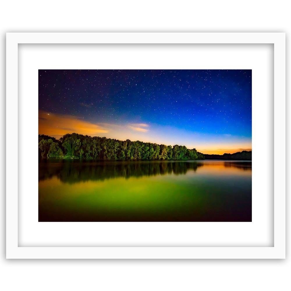 Glezna baltā rāmī - Stars Over The Lake 4 Home Trends DECO