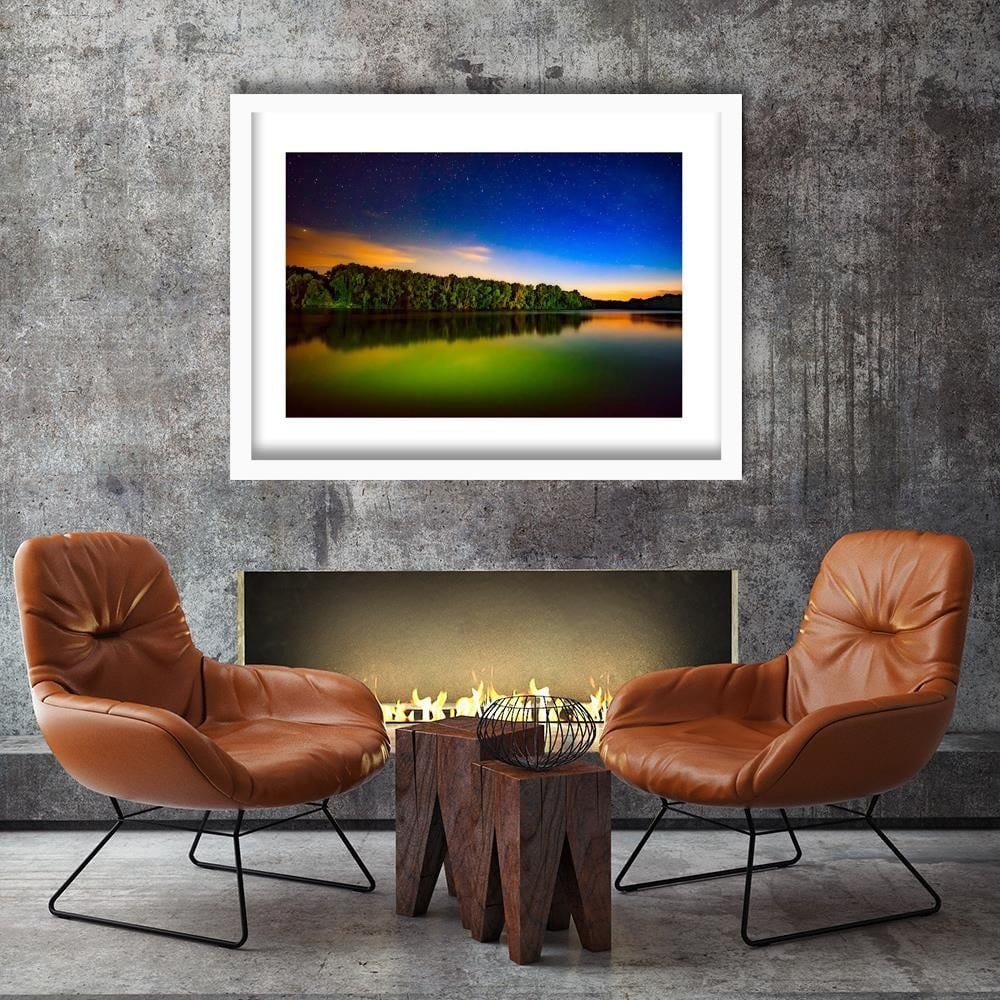 Glezna baltā rāmī - Stars Over The Lake 4 Home Trends DECO