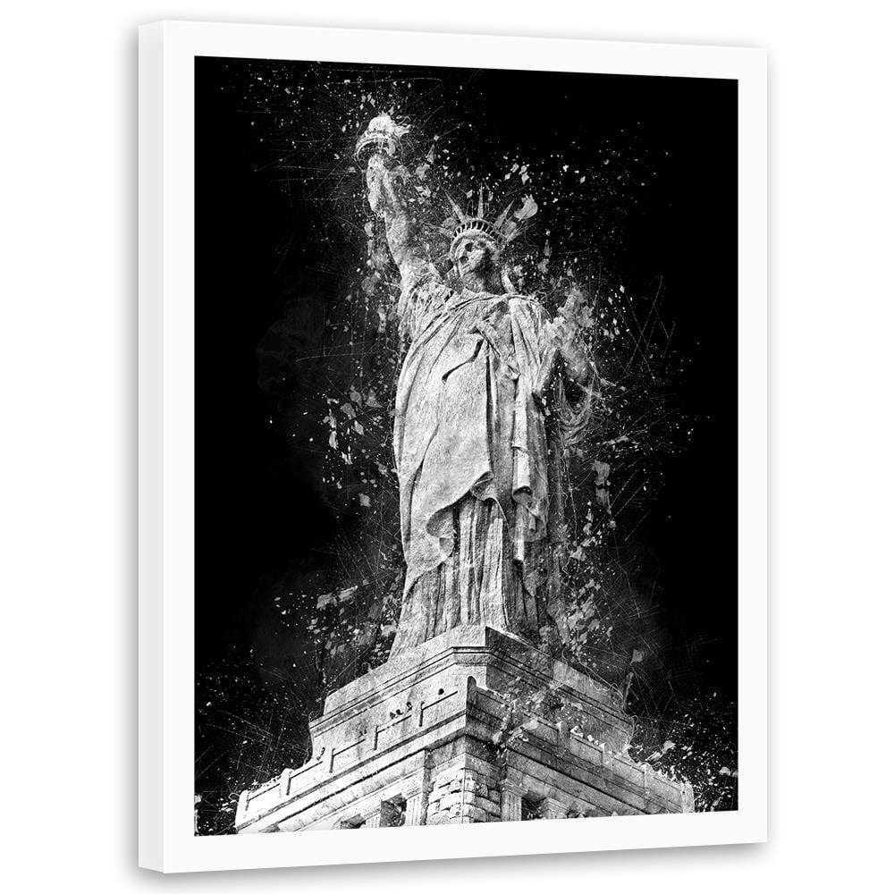 Glezna baltā rāmī - Statue Of Liberty At Night Home Trends DECO