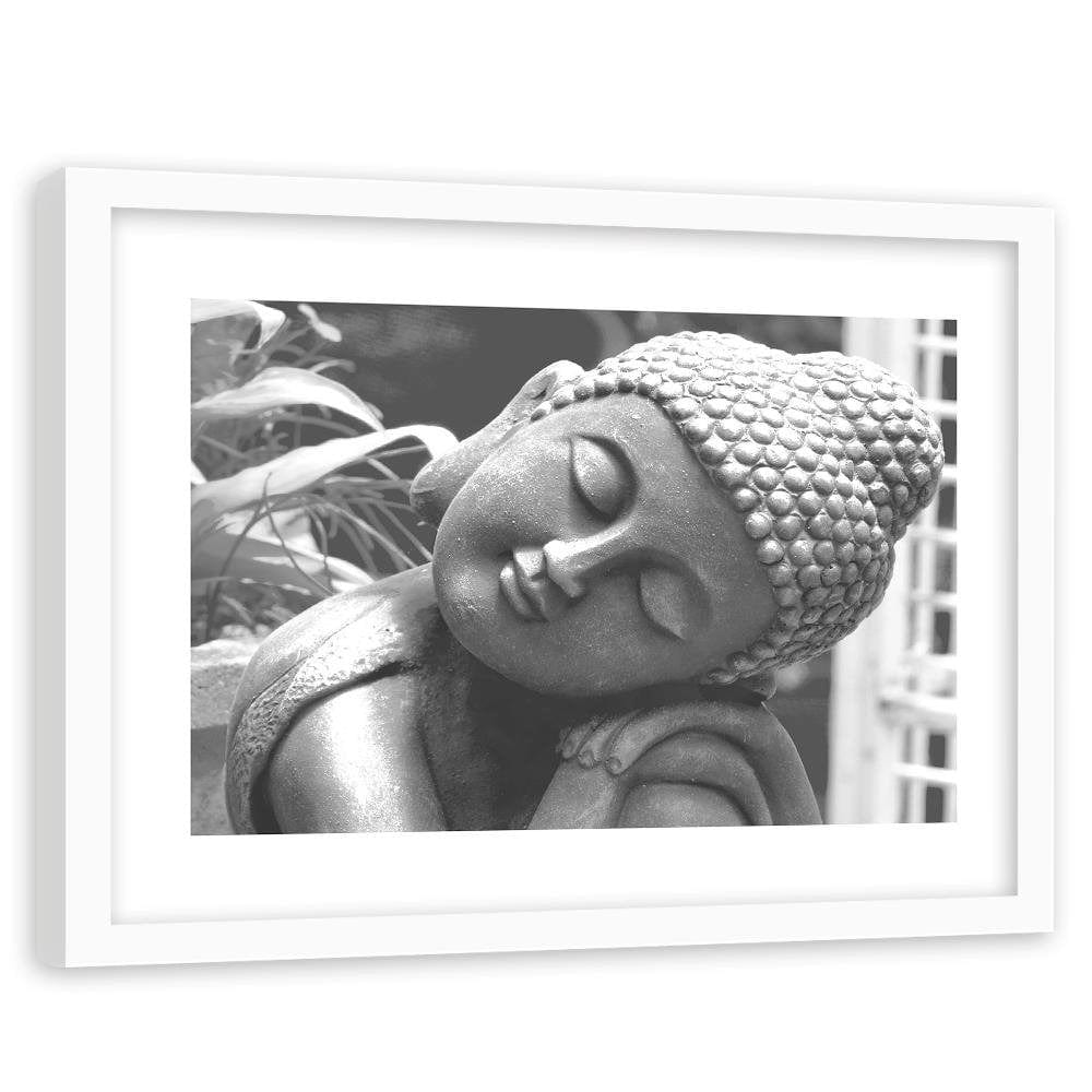 Glezna baltā rāmī - Statue Of Sleeping Buddha Home Trends DECO