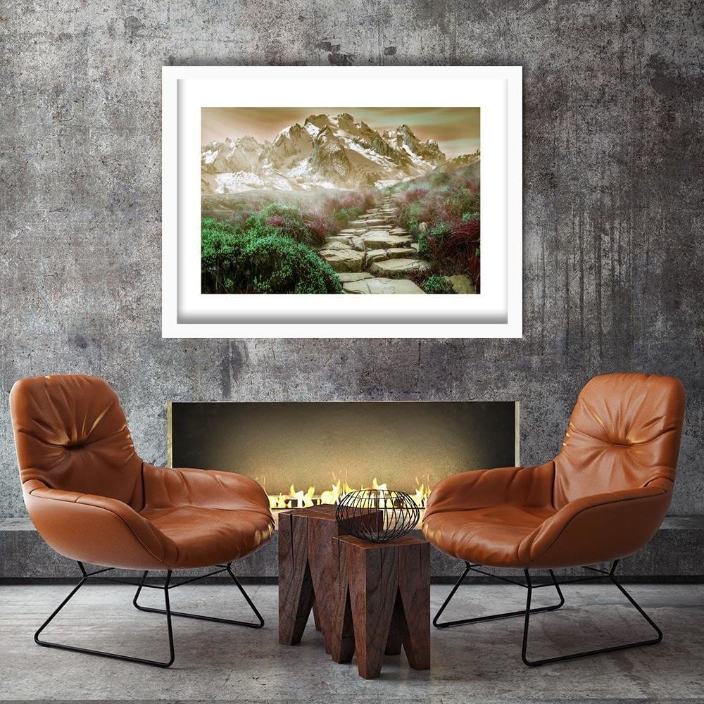 Glezna baltā rāmī - Stone Road To The Top 2 Home Trends DECO