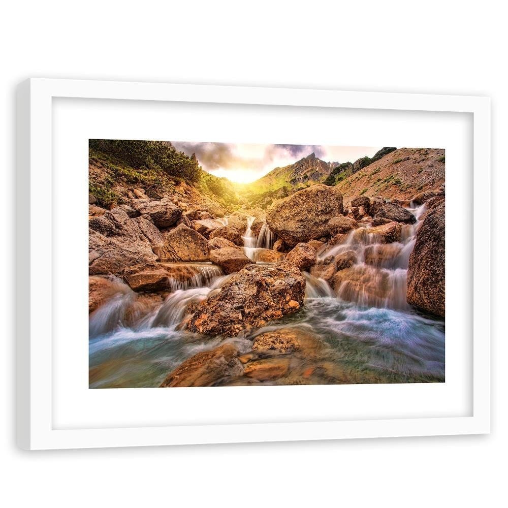 Glezna baltā rāmī - Stone Waterfall Home Trends DECO