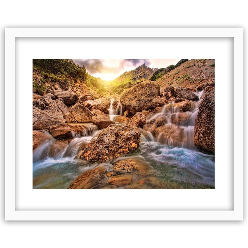 Glezna baltā rāmī - Stone Waterfall Home Trends DECO