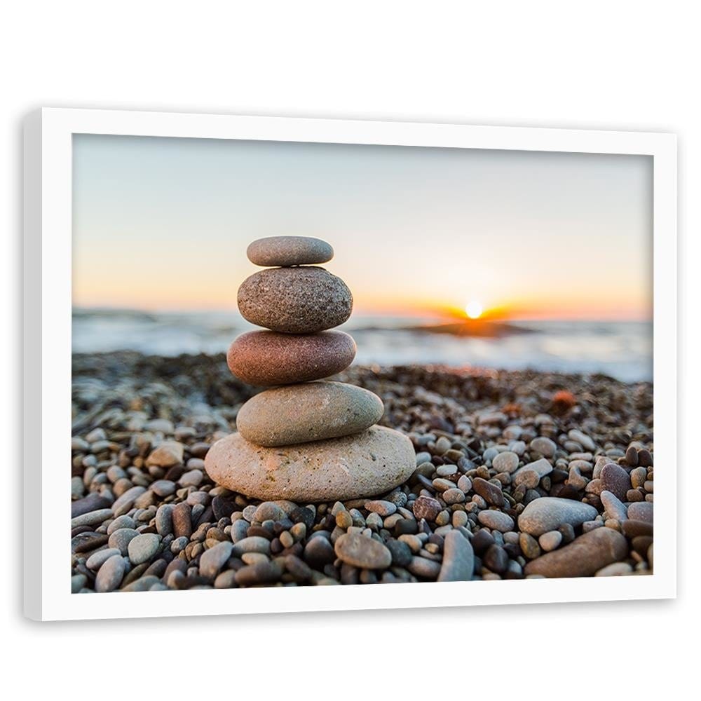Glezna baltā rāmī - Stones By The Sea Home Trends DECO