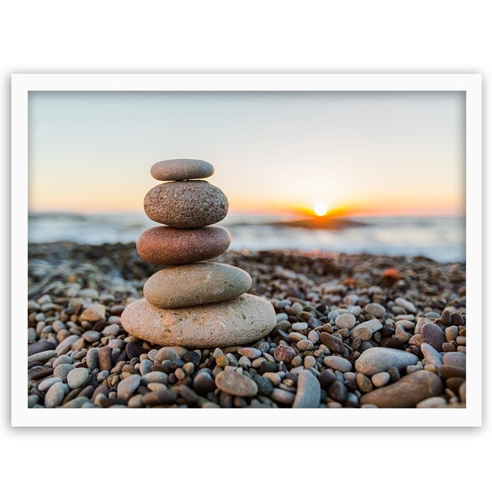 Glezna baltā rāmī - Stones By The Sea Home Trends DECO