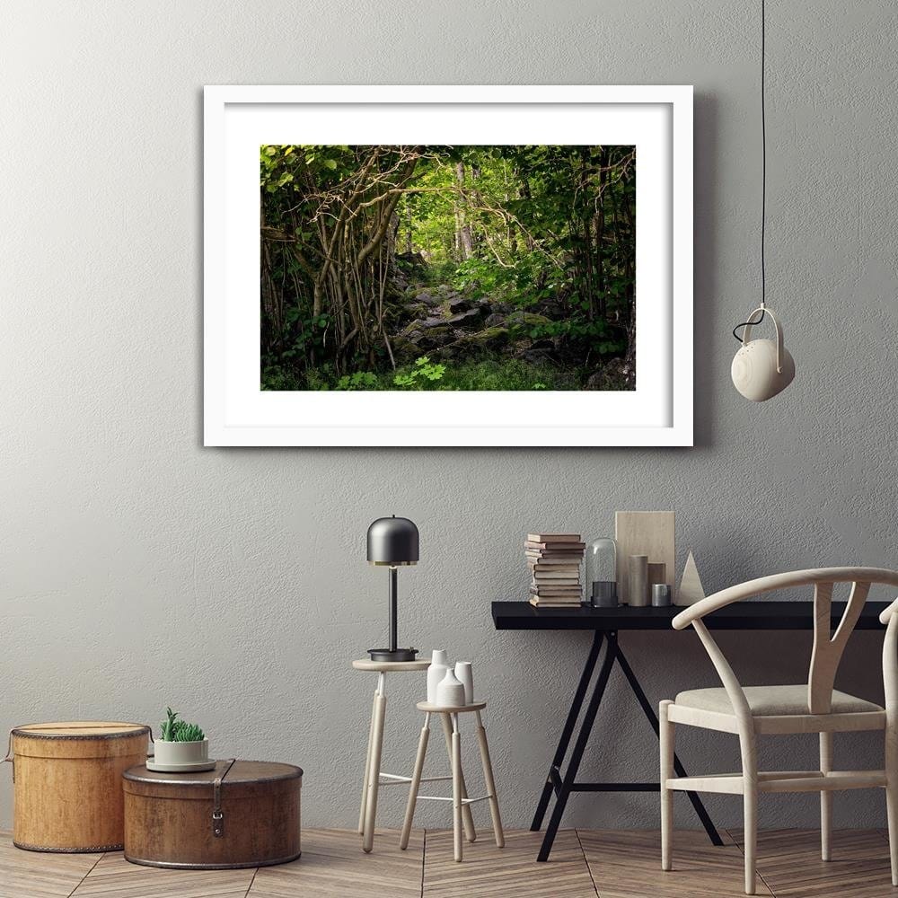 Glezna baltā rāmī - Stones In The Forest Home Trends DECO