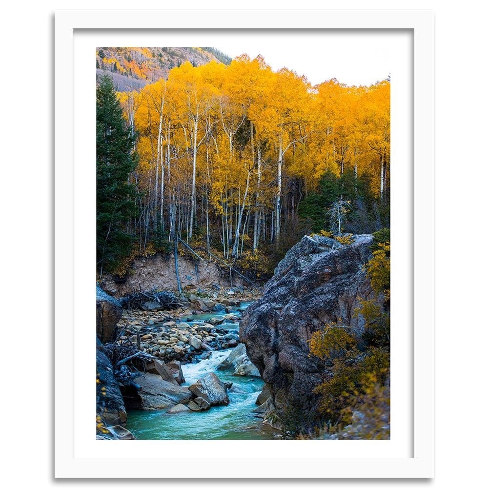 Glezna baltā rāmī - Stream In The Forest Home Trends DECO