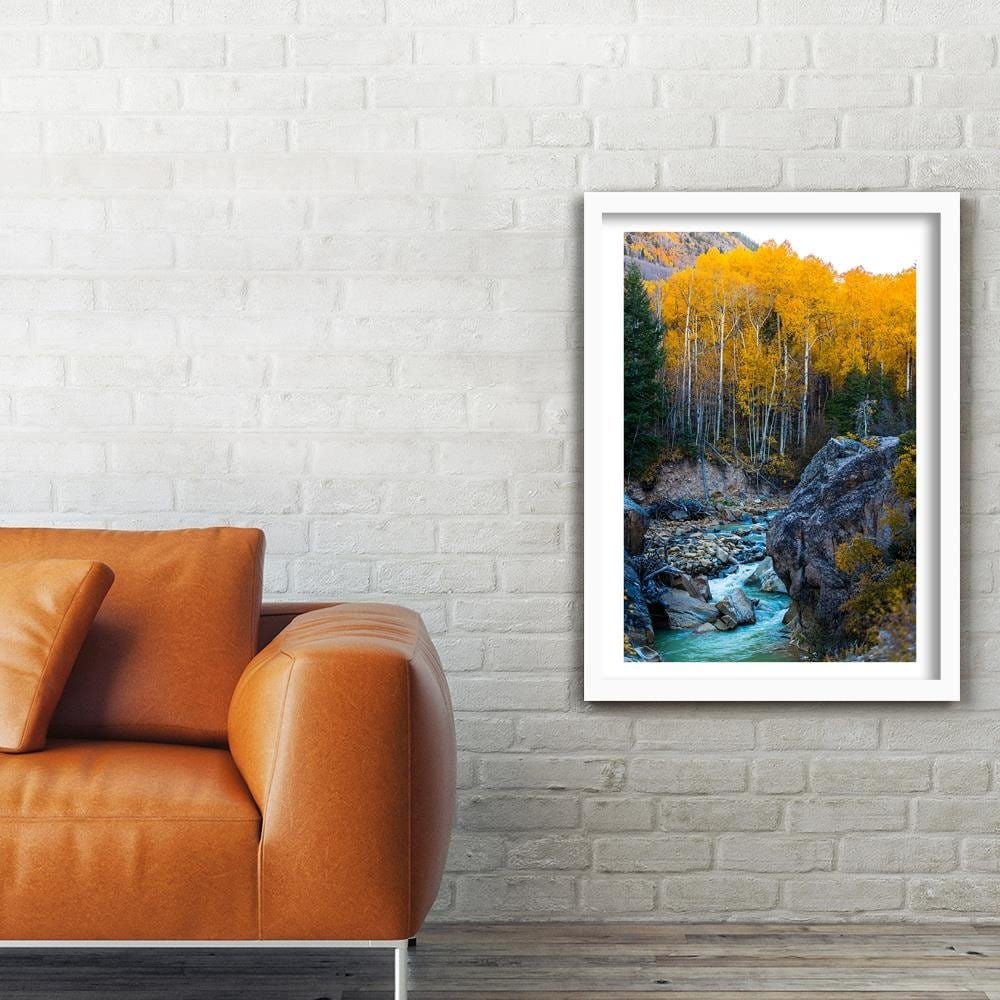 Glezna baltā rāmī - Stream In The Forest Home Trends DECO