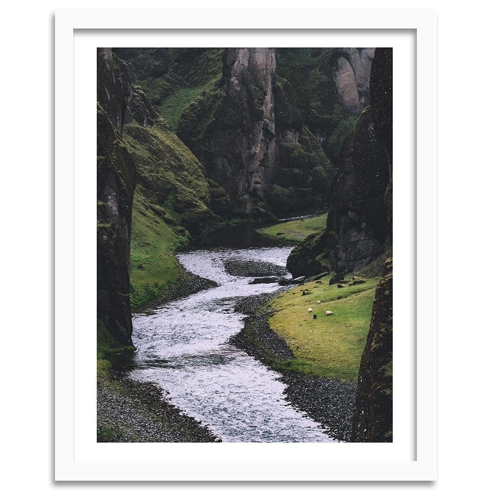 Glezna baltā rāmī - Stream In The Mountains Home Trends DECO