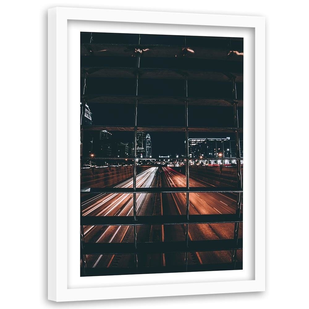 Glezna baltā rāmī - Street Night Home Trends DECO