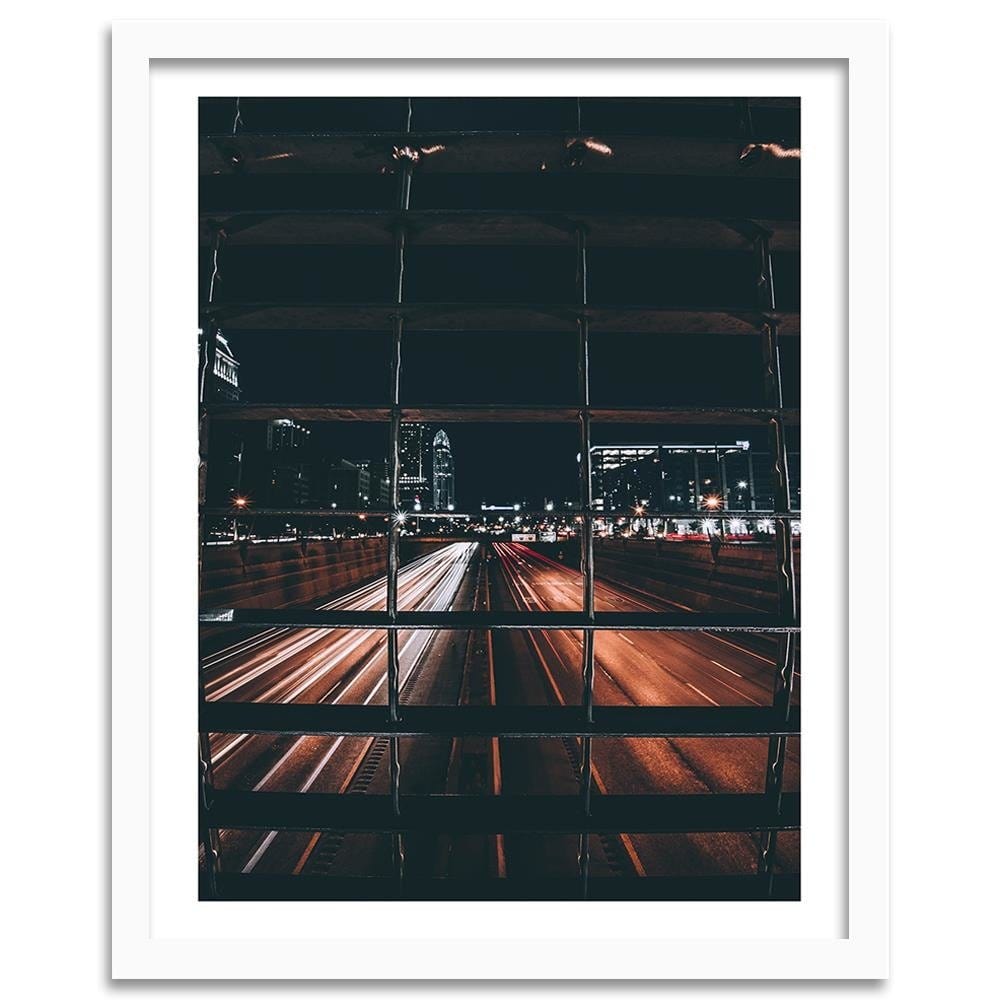 Glezna baltā rāmī - Street Night Home Trends DECO