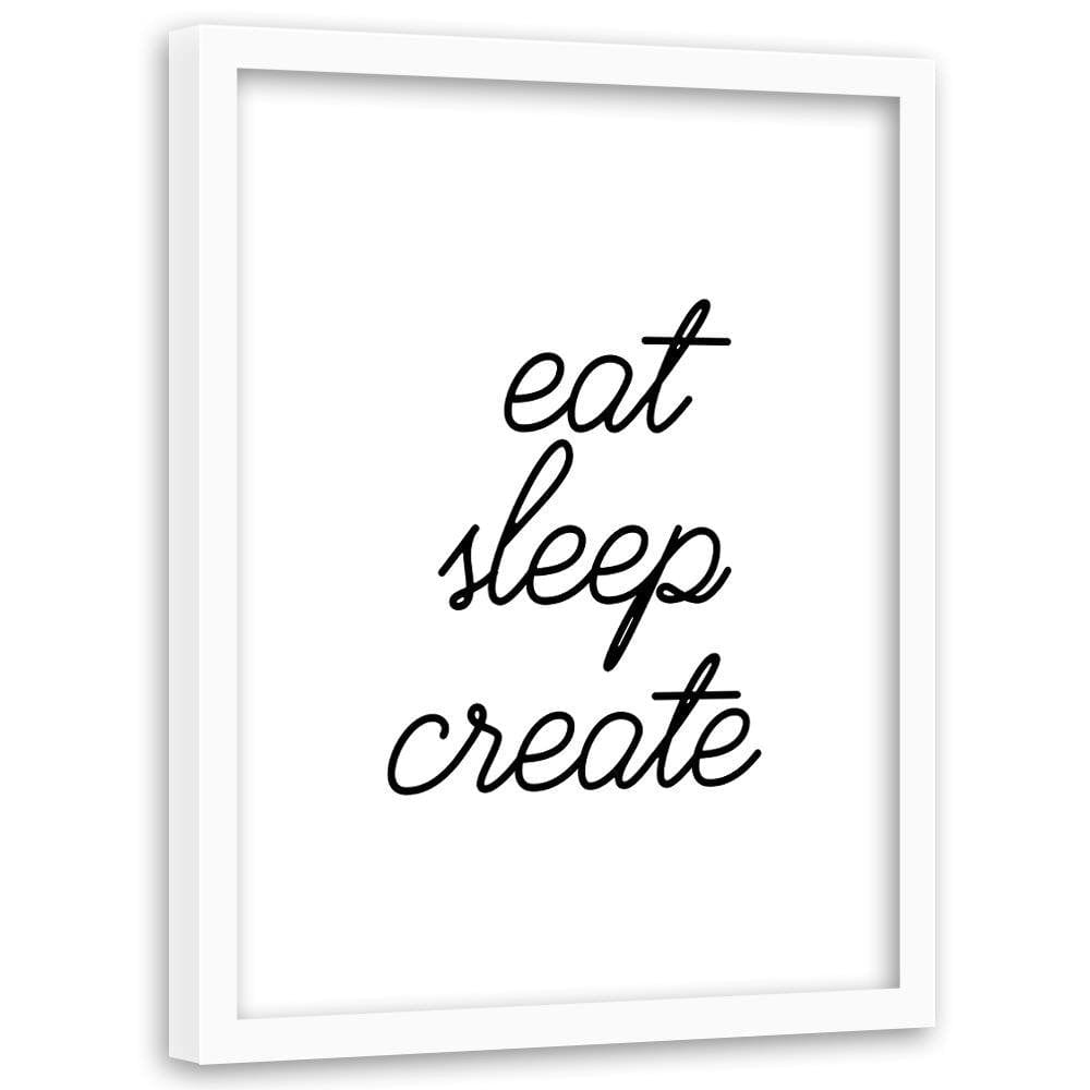 Glezna baltā rāmī - String Eat Sleep Home Trends DECO