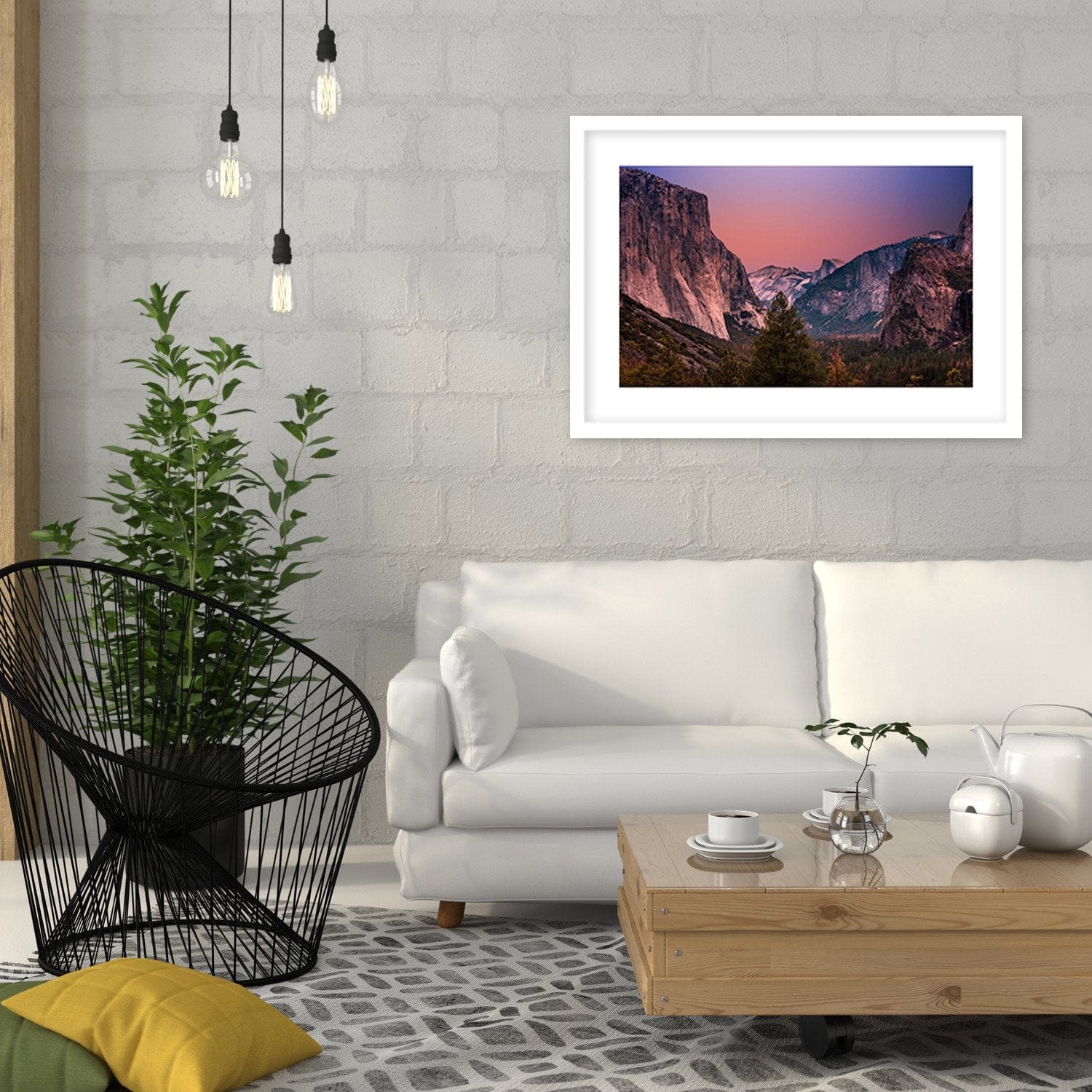 Glezna baltā rāmī - Sunrise In The Mountains Home Trends DECO
