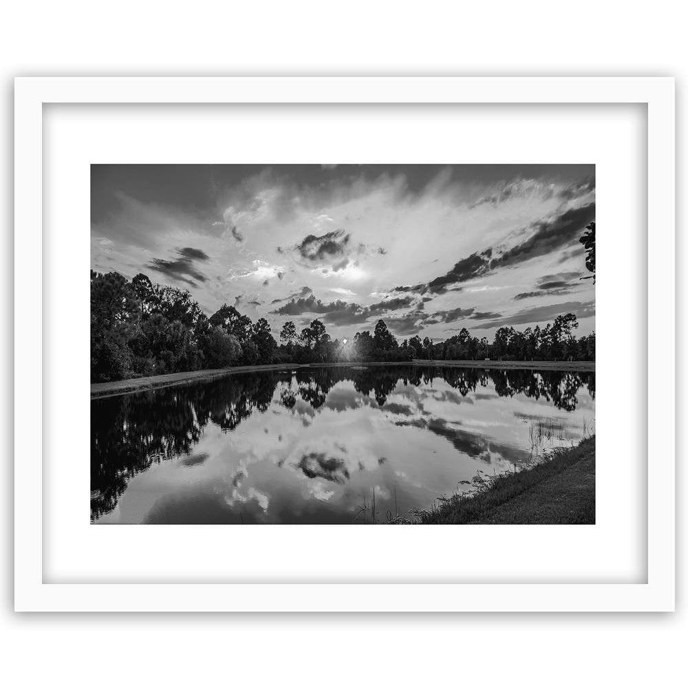 Glezna baltā rāmī - Sunrise Over The Lake 2 Home Trends DECO