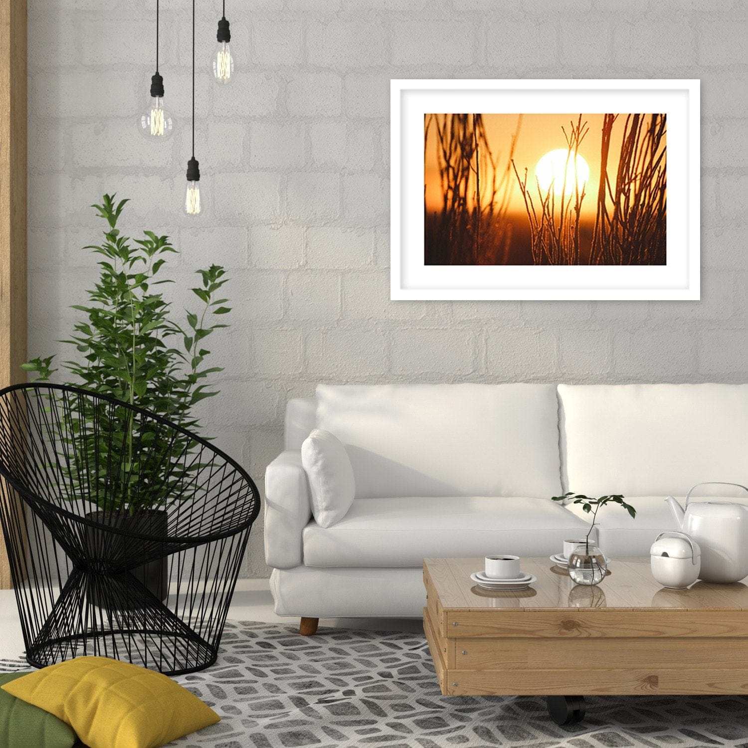 Glezna baltā rāmī - Sunset 3 Home Trends DECO