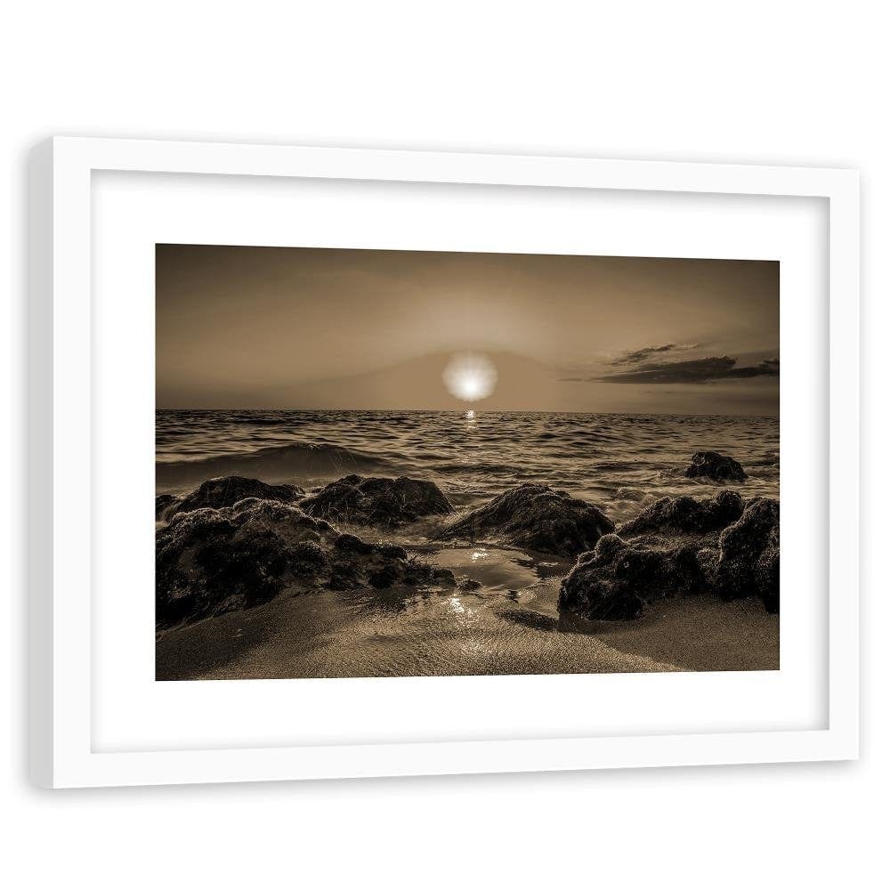 Glezna baltā rāmī - Sunset At The Seaside 1 Home Trends DECO