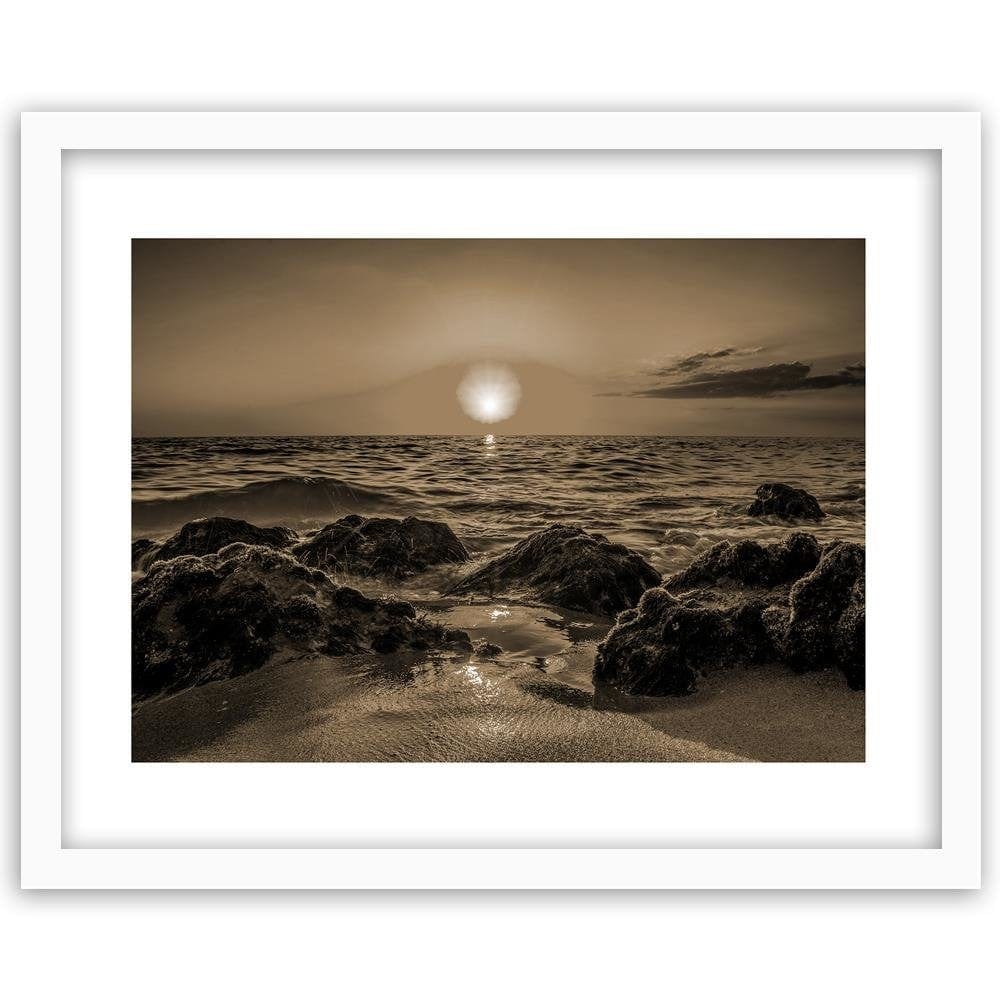 Glezna baltā rāmī - Sunset At The Seaside 1 Home Trends DECO