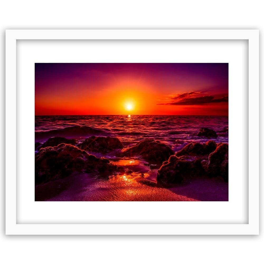 Glezna baltā rāmī - Sunset At The Seaside 3 Home Trends DECO