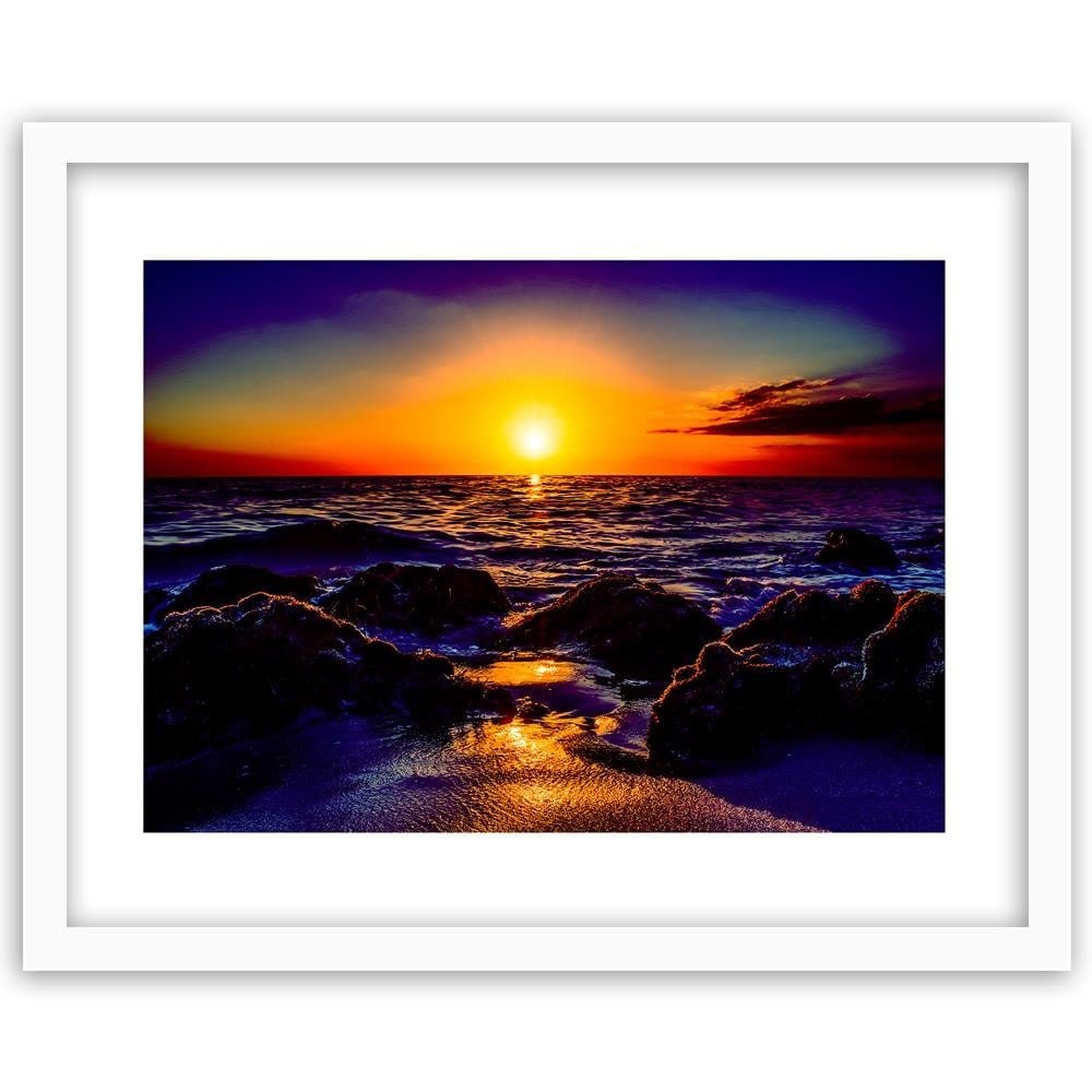 Glezna baltā rāmī - Sunset At The Seaside 4 Home Trends DECO
