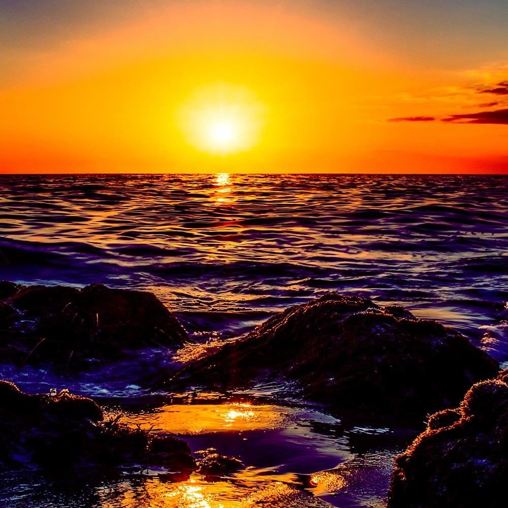 Glezna baltā rāmī - Sunset At The Seaside 4 Home Trends DECO