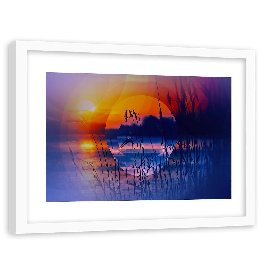 Glezna baltā rāmī - Sunset Geometry 1 Home Trends DECO