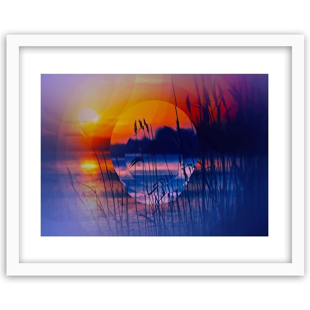 Glezna baltā rāmī - Sunset Geometry 1 Home Trends DECO
