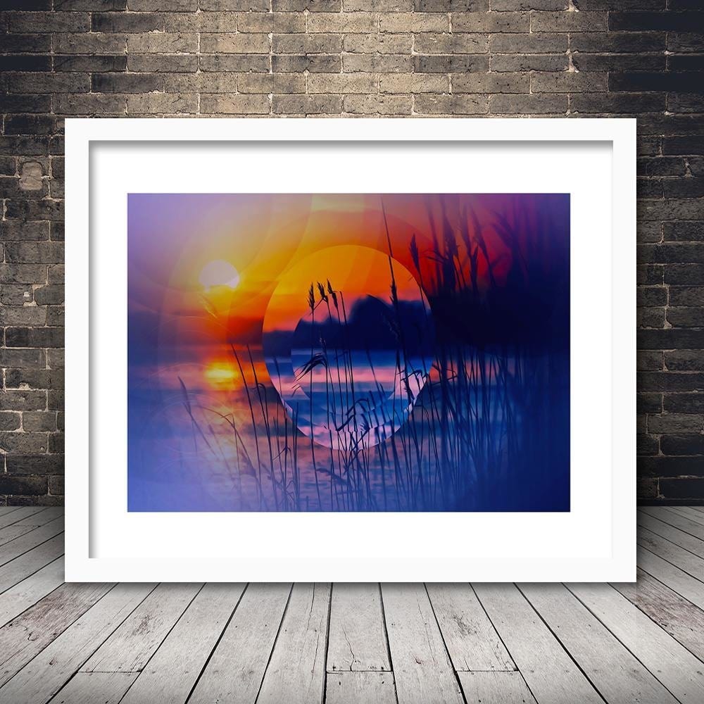 Glezna baltā rāmī - Sunset Geometry 1 Home Trends DECO
