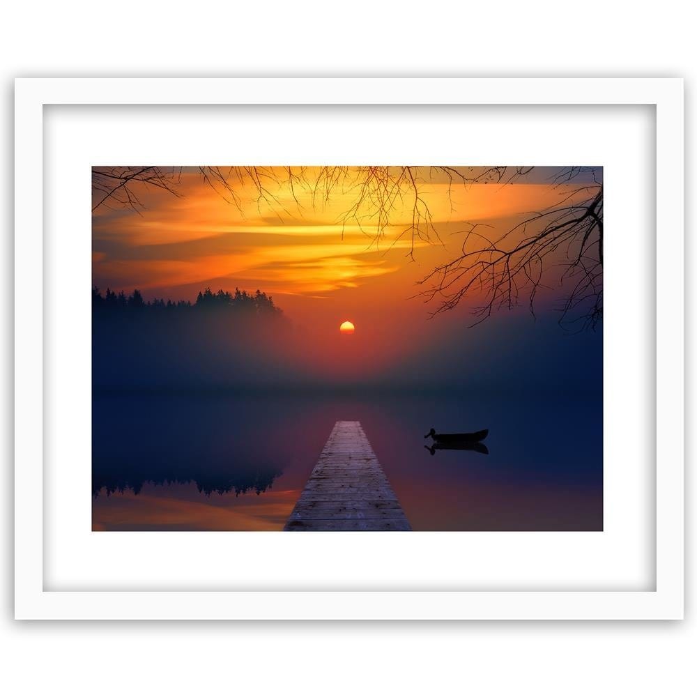Glezna baltā rāmī - Sunset In The Fog Home Trends DECO