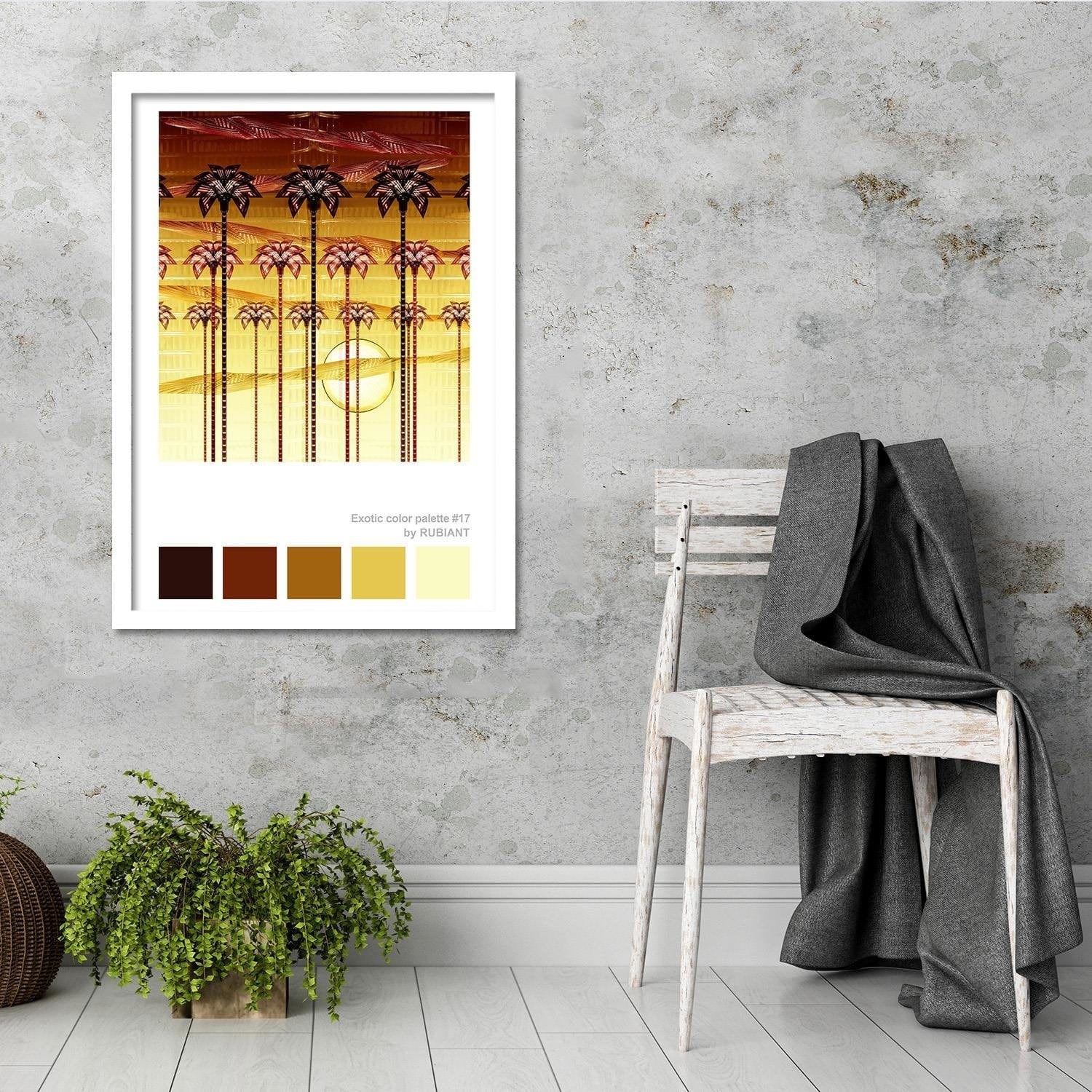 Glezna baltā rāmī - Sunset Orange Home Trends DECO