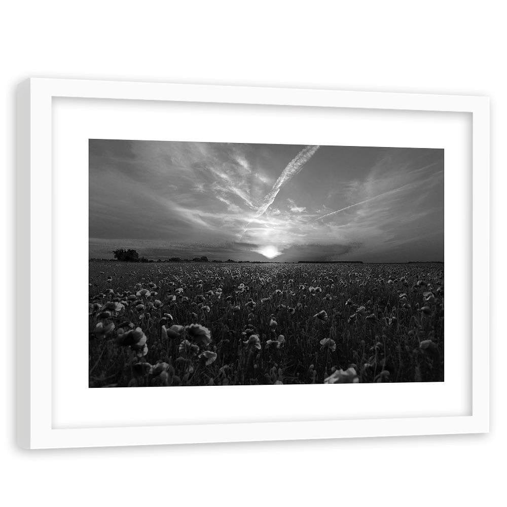 Glezna baltā rāmī - Sunset Over A Field Poppy 2 Home Trends DECO