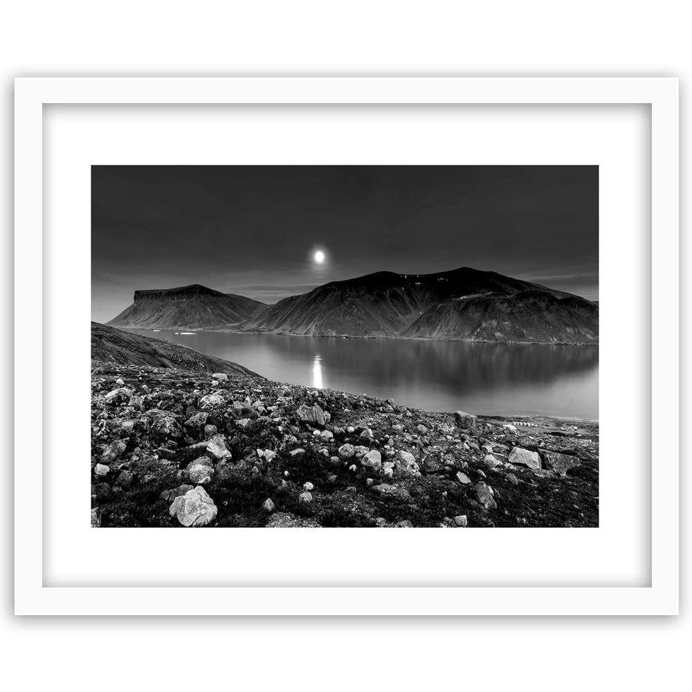 Glezna baltā rāmī - Sunset Over A Mountain Lake 2 Home Trends DECO