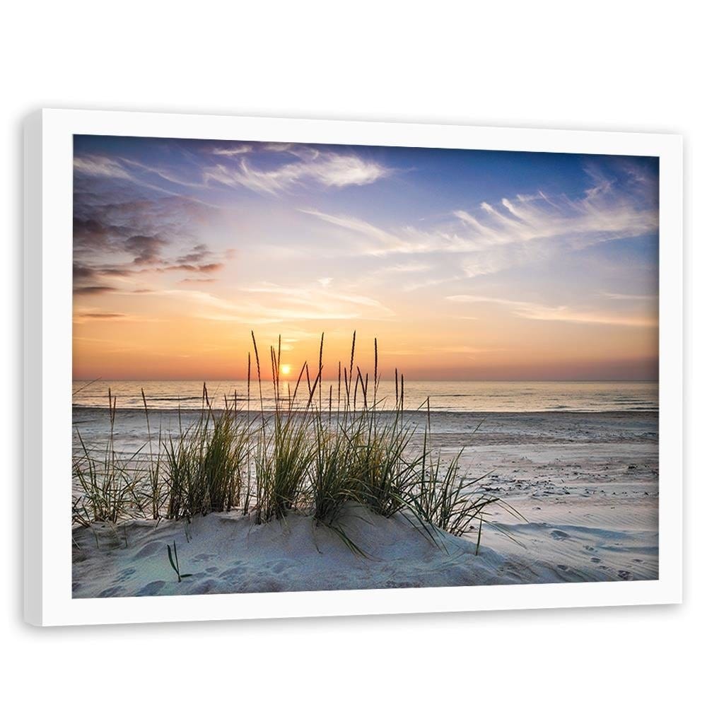 Glezna baltā rāmī - Sunset Over The Beach Home Trends DECO