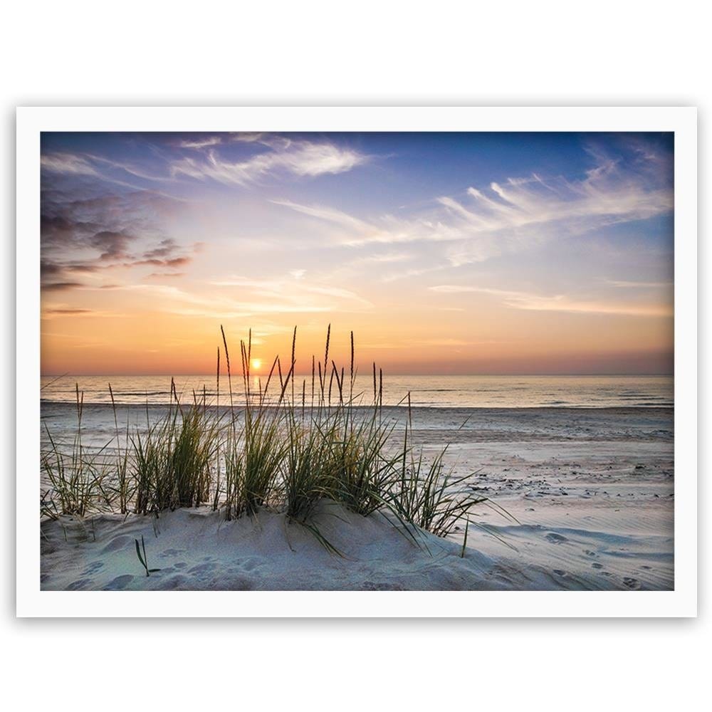 Glezna baltā rāmī - Sunset Over The Beach Home Trends DECO