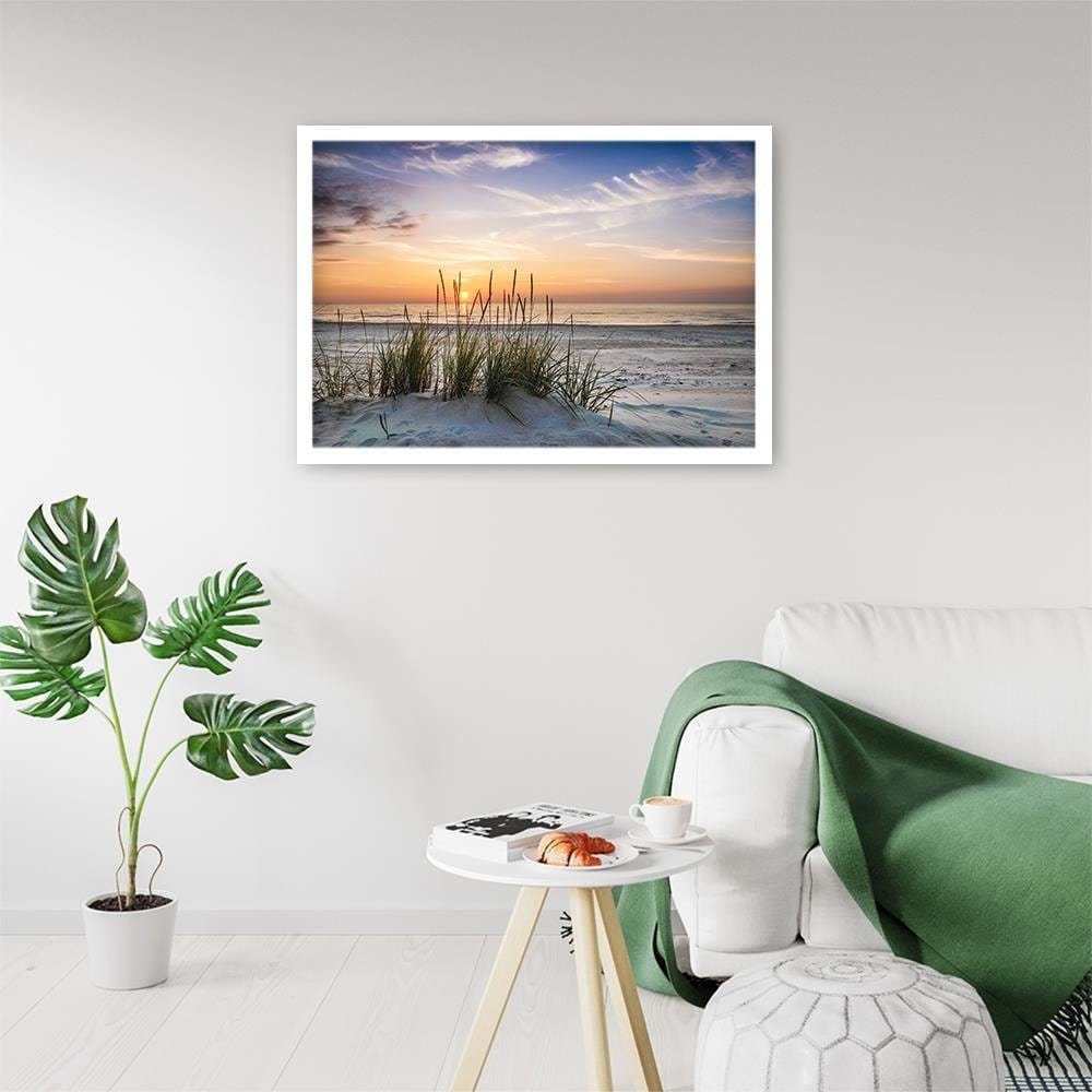 Glezna baltā rāmī - Sunset Over The Beach Home Trends DECO