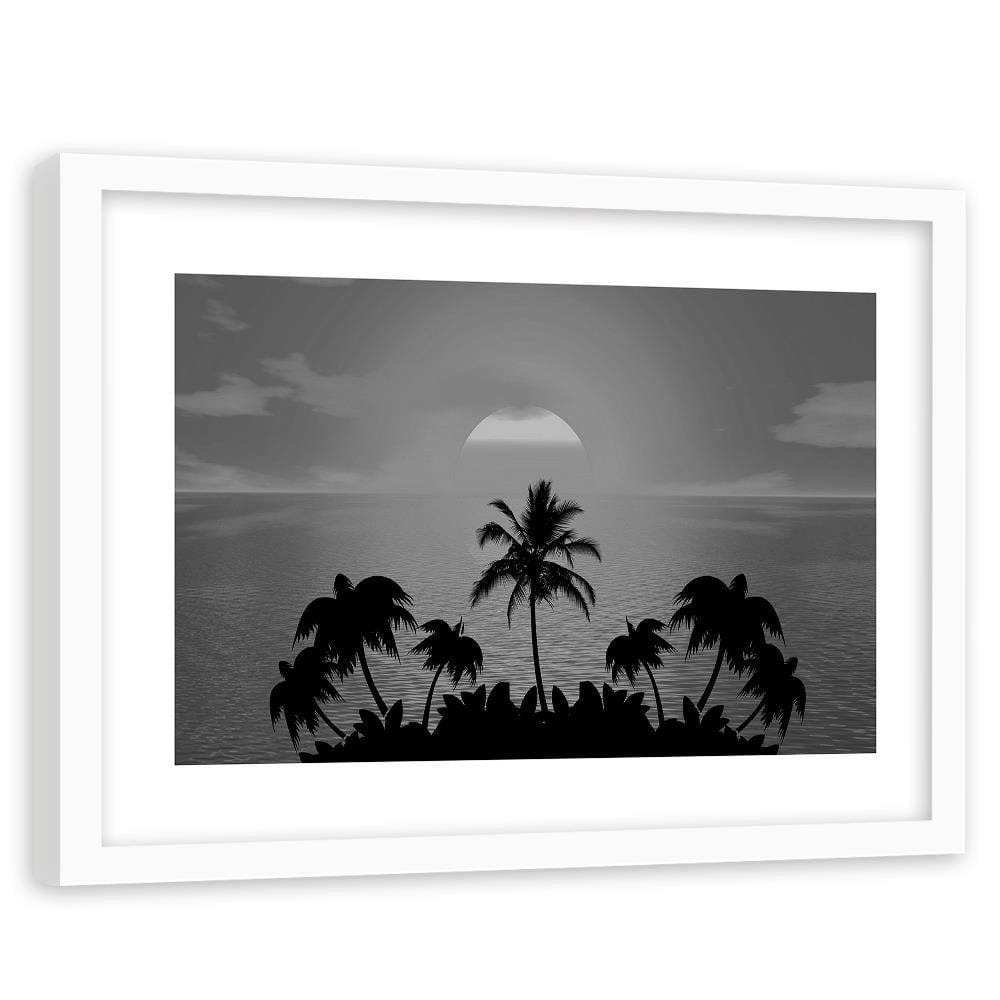 Glezna baltā rāmī - Sunset With Palms 2 Home Trends DECO