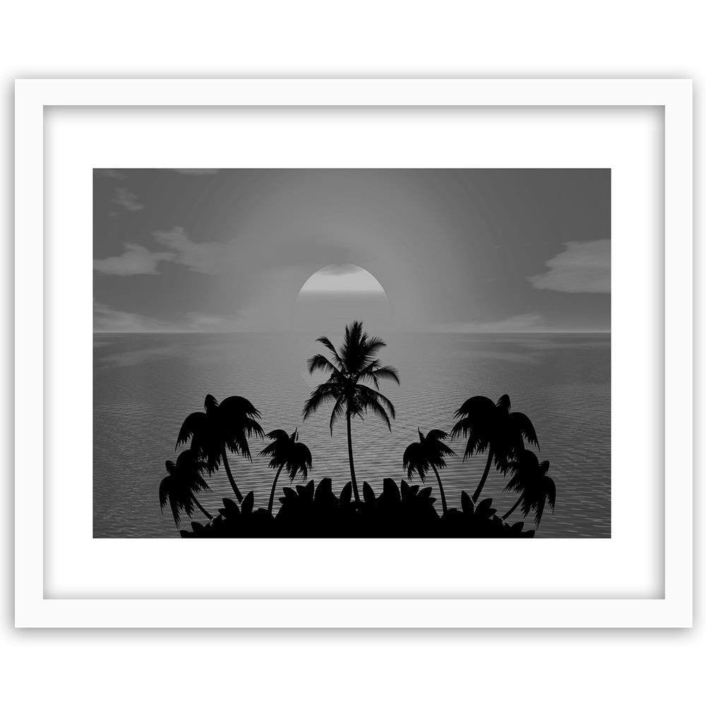 Glezna baltā rāmī - Sunset With Palms 2 Home Trends DECO