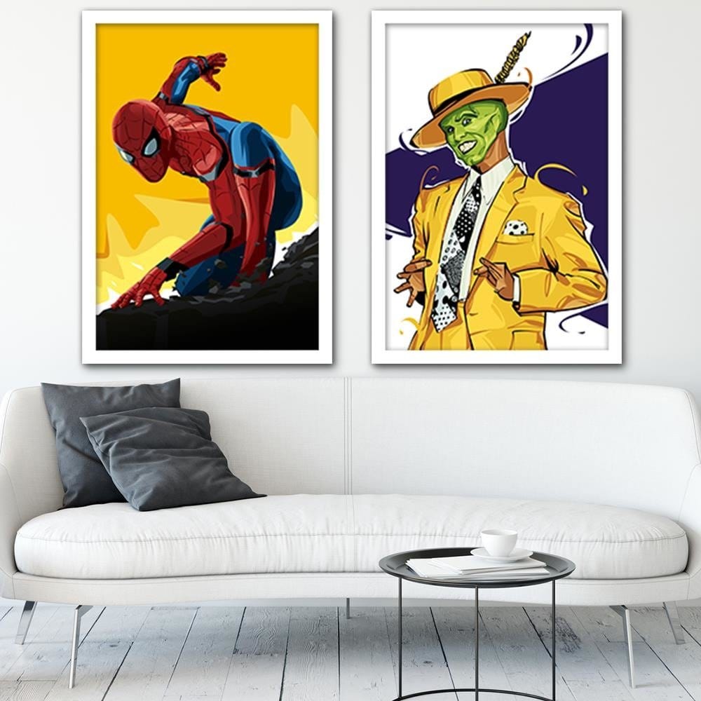 Glezna baltā rāmī - Superhero Yellow Home Trends DECO