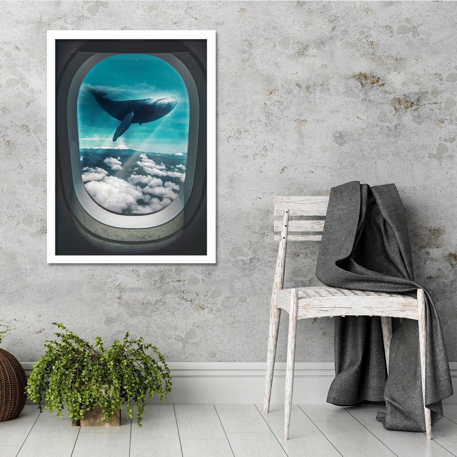 Glezna baltā rāmī - Surrealism Blue Home Trends DECO