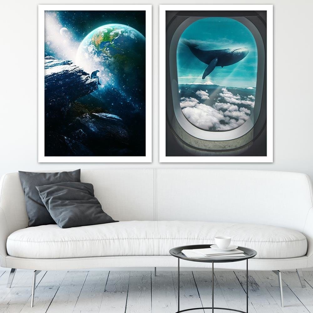 Glezna baltā rāmī - Surrealism Blue Home Trends DECO