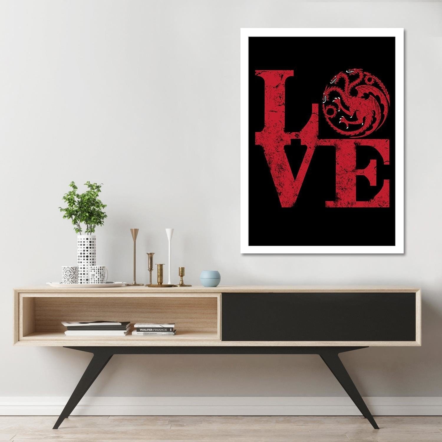 Glezna baltā rāmī - Targaryen Love Red Home Trends DECO