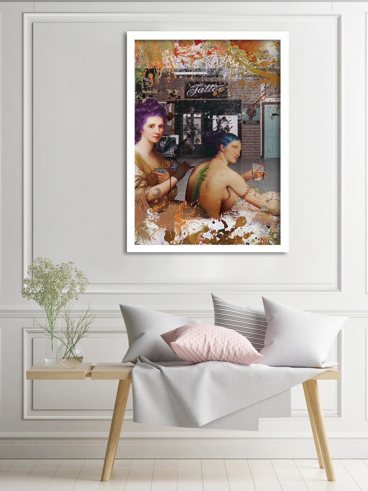 Glezna baltā rāmī - Tattoo Women Home Trends DECO