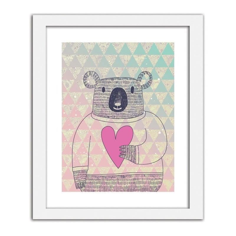 Glezna baltā rāmī - Teddy bear with a heart Home Trends DECO