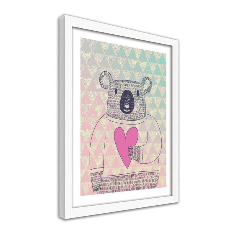 Glezna baltā rāmī - Teddy bear with a heart Home Trends DECO