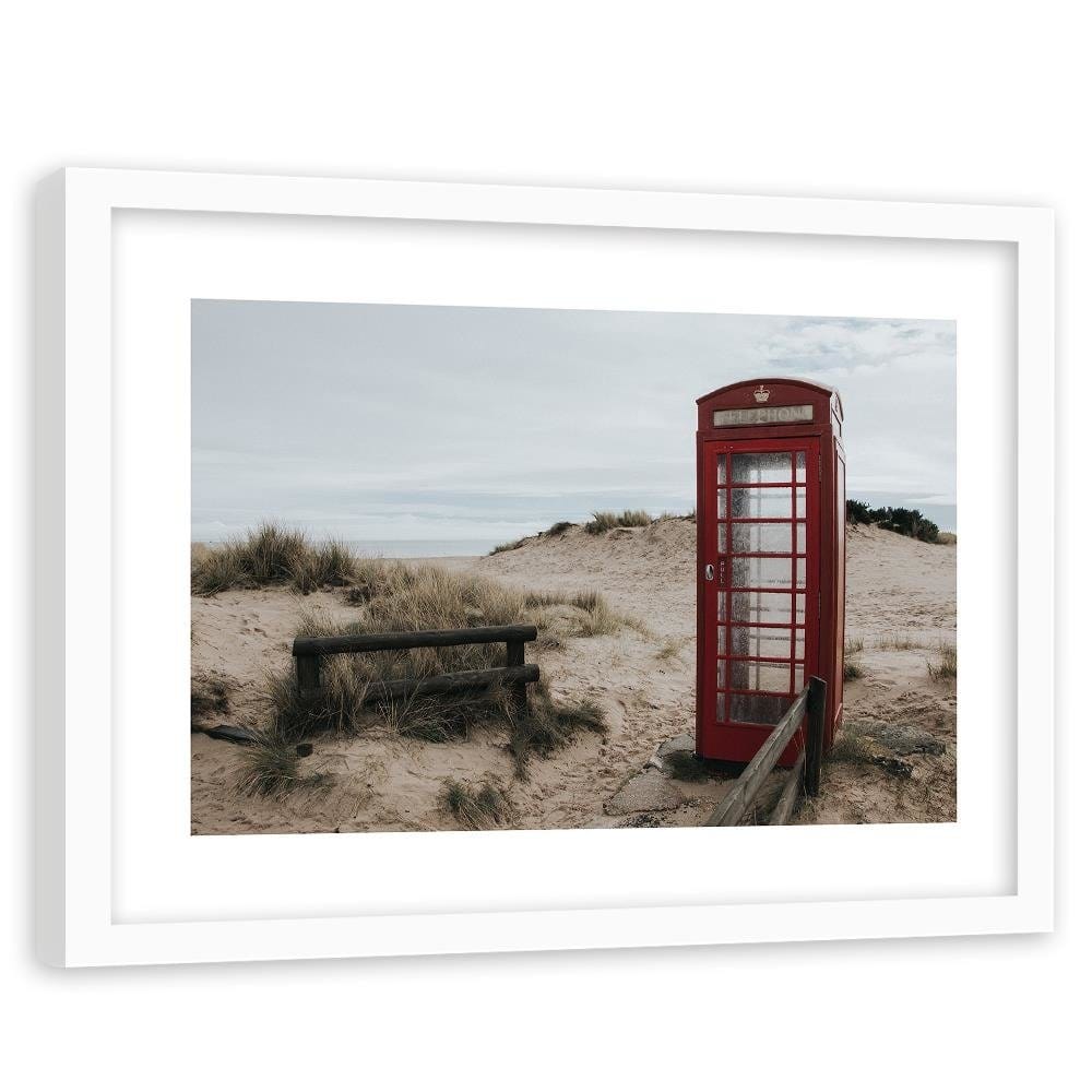 Glezna baltā rāmī - Telephone Booth On The Beach Home Trends DECO