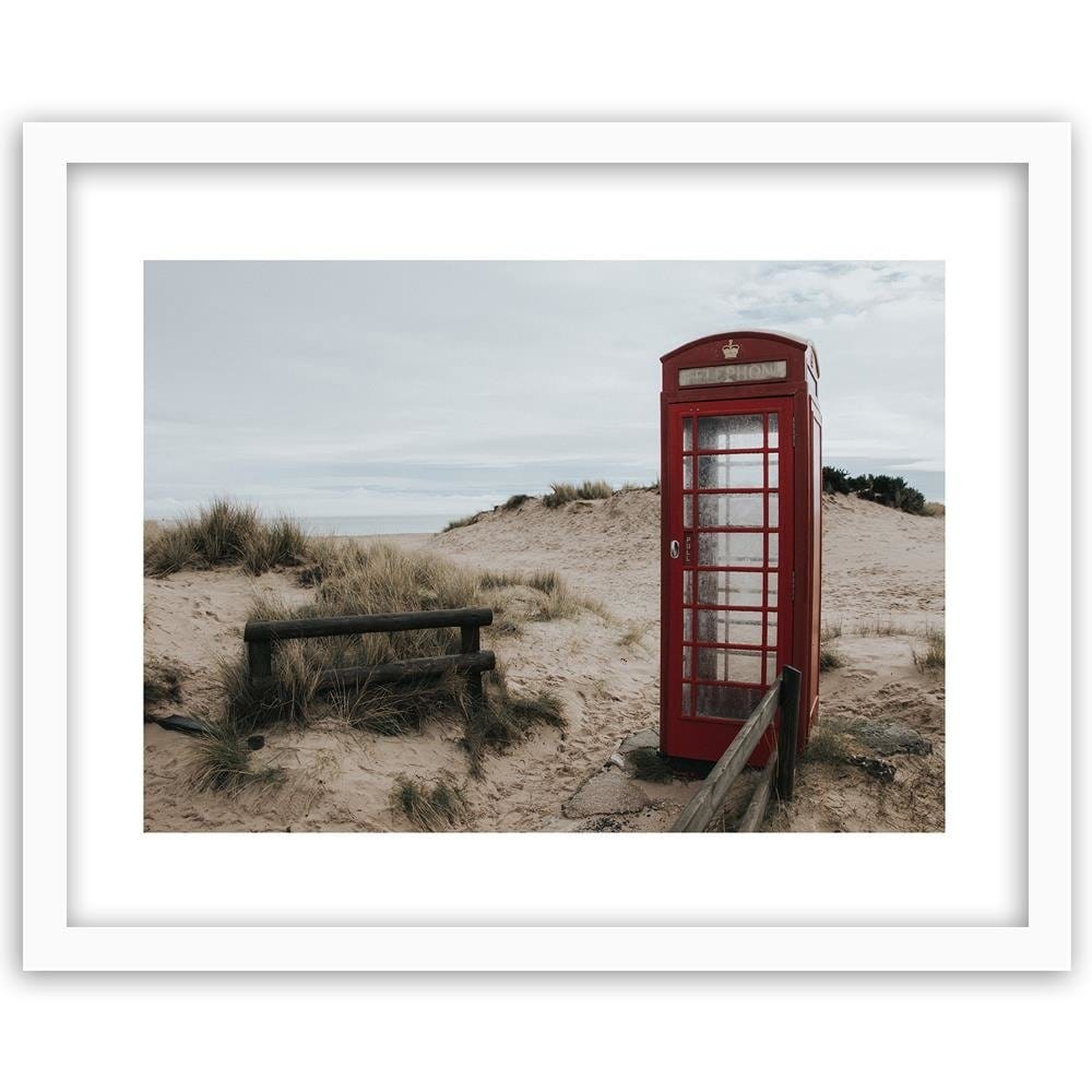 Glezna baltā rāmī - Telephone Booth On The Beach Home Trends DECO