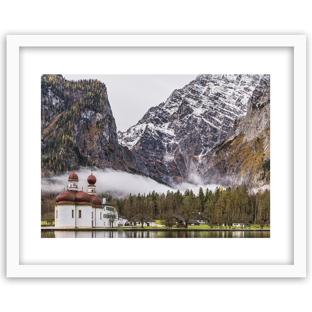 Glezna baltā rāmī - Temple At The Foot Of The Mountains Home Trends DECO