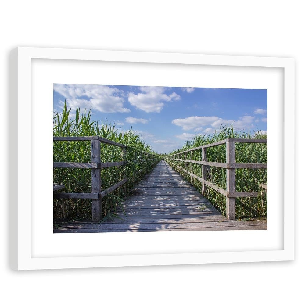 Glezna baltā rāmī - The Bridge In Green Reeds Home Trends DECO