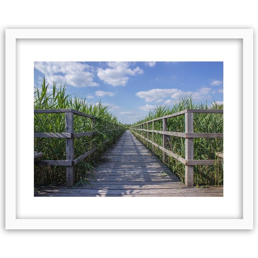 Glezna baltā rāmī - The Bridge In Green Reeds Home Trends DECO