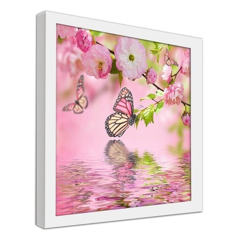 Glezna baltā rāmī - The butterfly among the flowers Home Trends DECO
